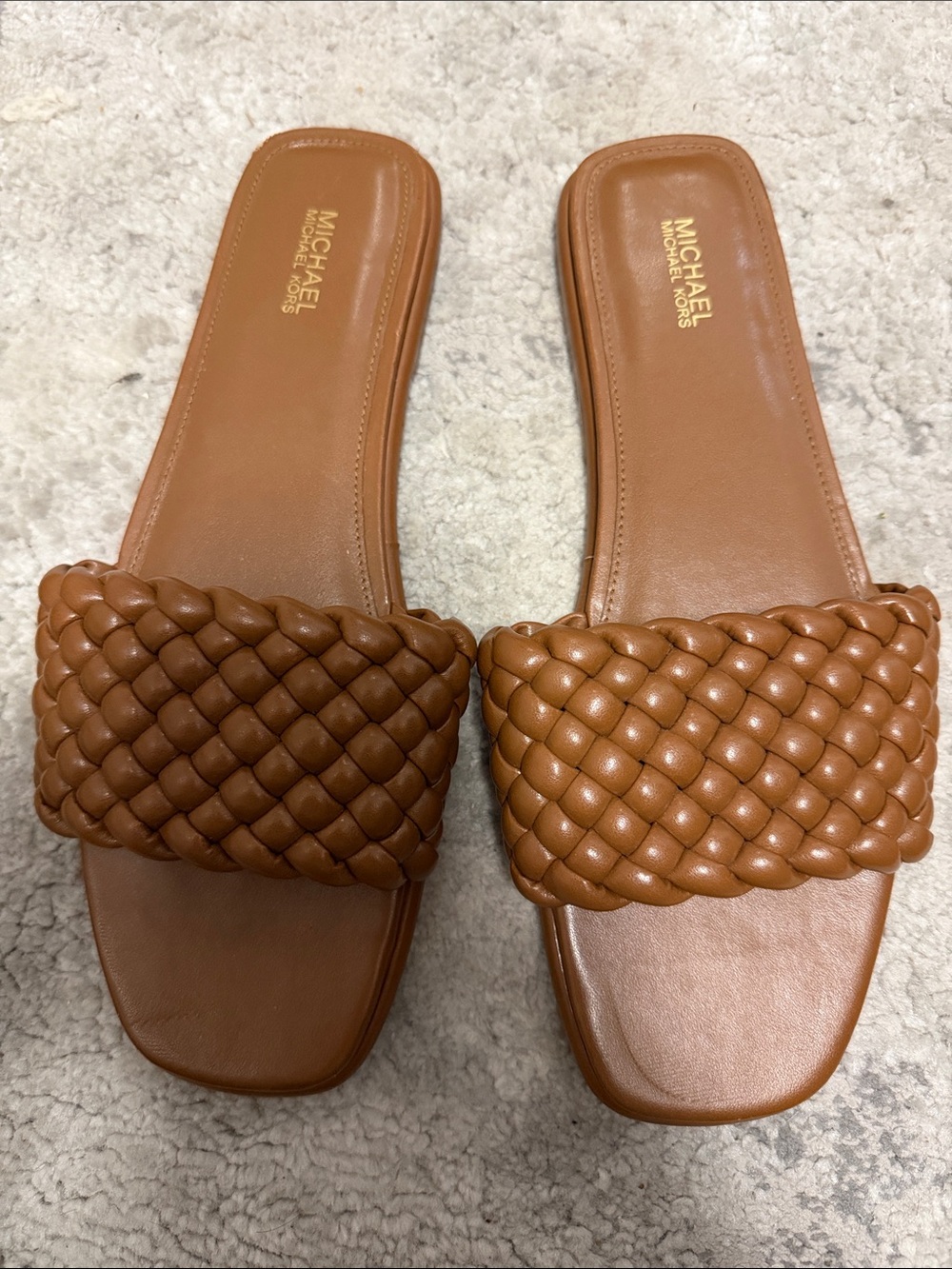 MICHAEL Michael Kors Cognac Braided Slide Sandals
